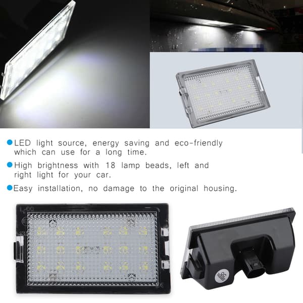 2 stk 18 LED-perler Nummerplate LED Lys Lampe Passer til Land Rover
