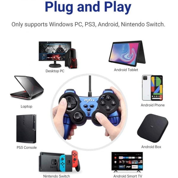 Trådbunden spelkontroll, PC Gamepad med Dual-Vibration och Red
