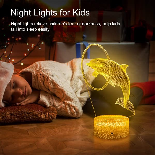 3D Nattlampe, 7 farger som endrer nattlys med timer og Sma