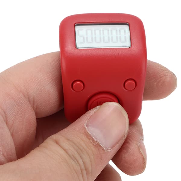 Digital Perleteller Manuell Ringform Mini Chanting Counting Tool for Buddhist MeditationAuspicious Red