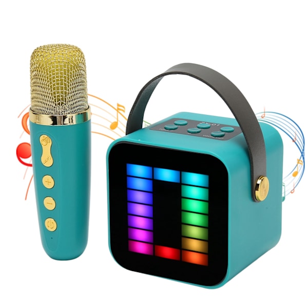 Mini Karaoke Maskine Sæt RGB Pickup Lys Digital Behandlings Chip Håndholdt Bærbar Bluetooth Højttaler med Mikrofon Green