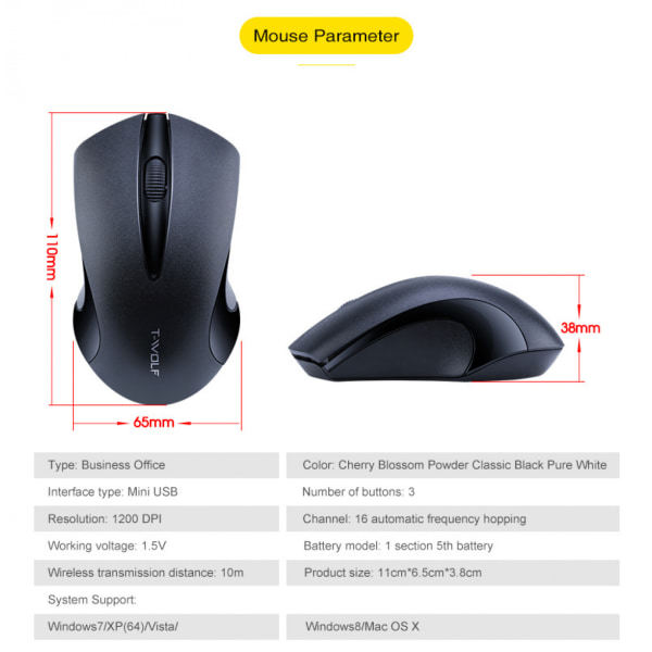Trådlös mus, RATEL 2.4G trådlös ergonomisk mus för dator