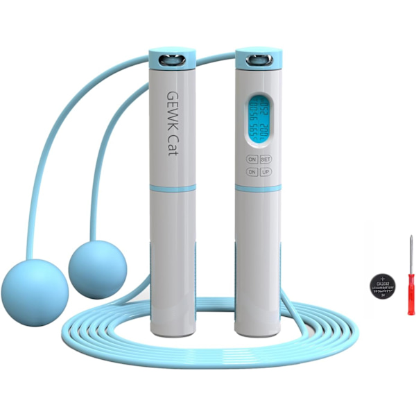 Hopprep med räknare Justerbar Hopprep utan rep för fitness för män kvinnor barn Digital räkning Hastighet Hopprep för träningsträning Hem Blue
