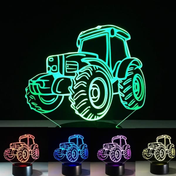 3D Bil Traktor Lastbil Natlampe Touch Switch Bordlampe Opt