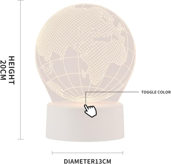 3D Jord Amerika Globe Optisk Illusjon Nattlys 7 Farger
