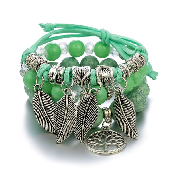 1PCS Bohemian Armband, Kristallpärlarmband, Fjäderpenna