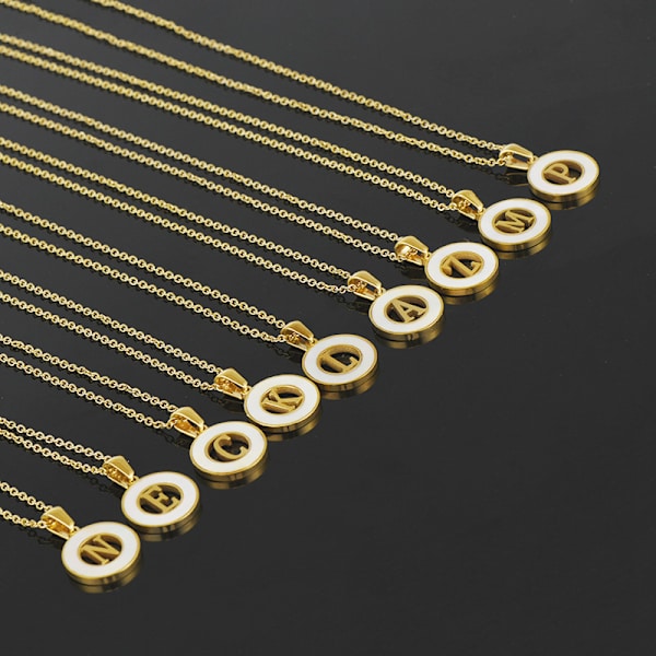 Initial Halsband i Rostfritt Stål för Kvinnor, 18K Guld