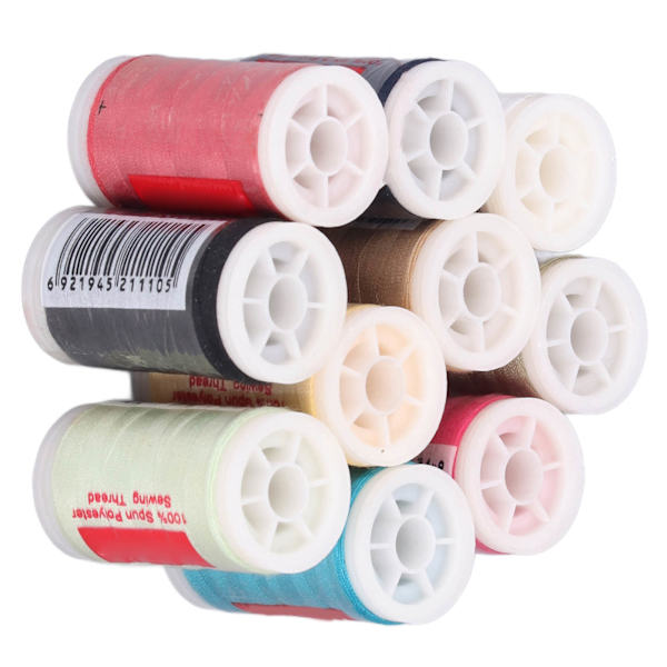 10 stk sytråd i forskjellige farger, høykvalitets polyester sytrådsett for husholdningssymaskin, DIY quilting og sying