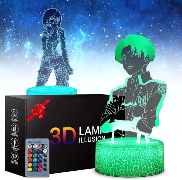 Attack on Titan 3D Anime Lampe Natt Levi Ackerman Illusjon N