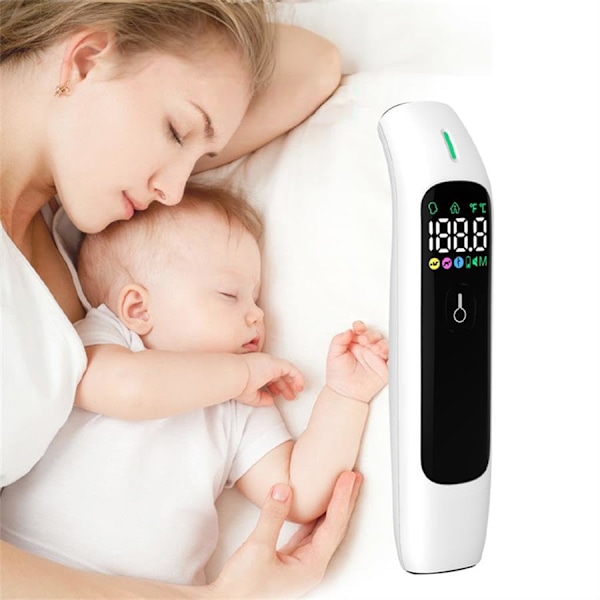 Noggrann Digital Beröringsfri Panntermometer, Digital LCD-skärm, Multilägesindikator Levereras med Förvaringsväska och Batterier
