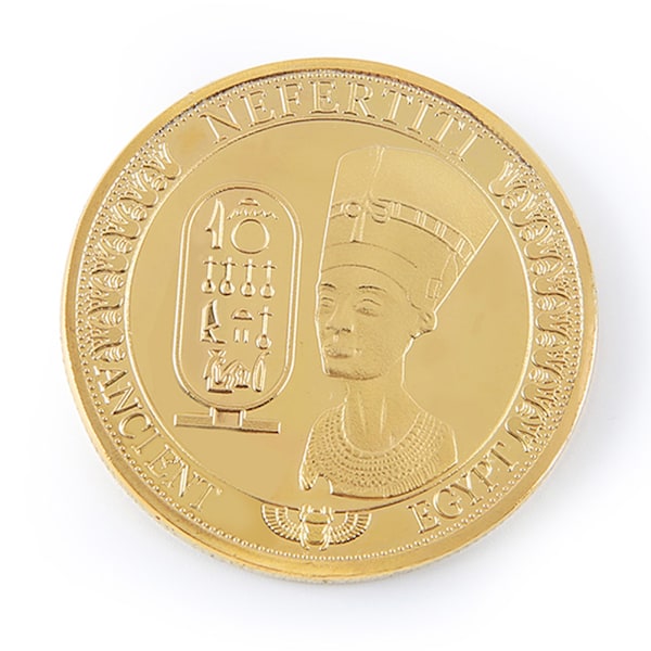 Nefertiti-mønster samleobjekt i metallmynt, minnemynt, kunstkolleksjon (gull)