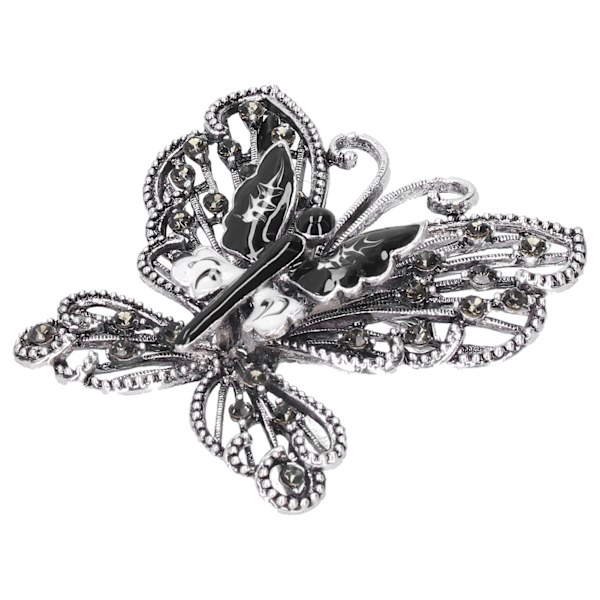 Brosch Pin Diamante ihålig fjärilsmönster Slipsnål Kavajnålar Festkorsage TillbehörSvart