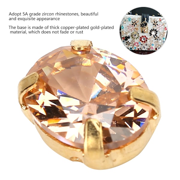 10 st Sömnad Zirkon Rhinestones Ellipsformad DIY Skor Kläder Tillbehör 8x10mm Champagne