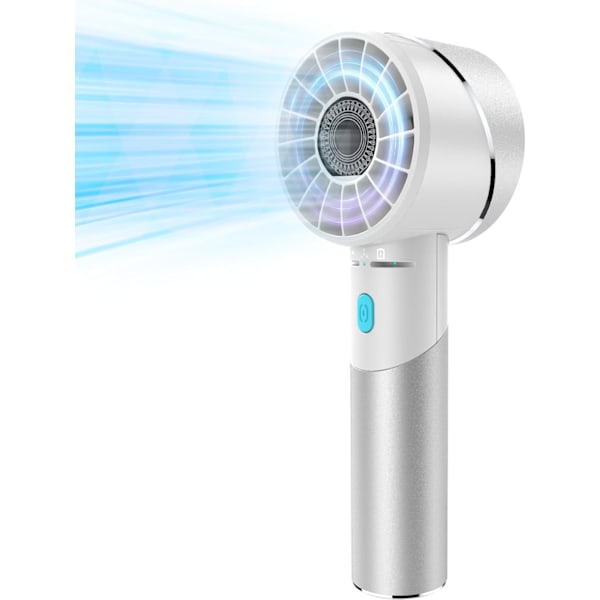 Håndholdt Ventilator, Mini Lille Bærbar Turbo Ventilator, USB Type-C Genopladelig med 4 Høje Hastigheder Personlige Ventilatorer, Maks. 16 Timers Arbejdstid, Sm