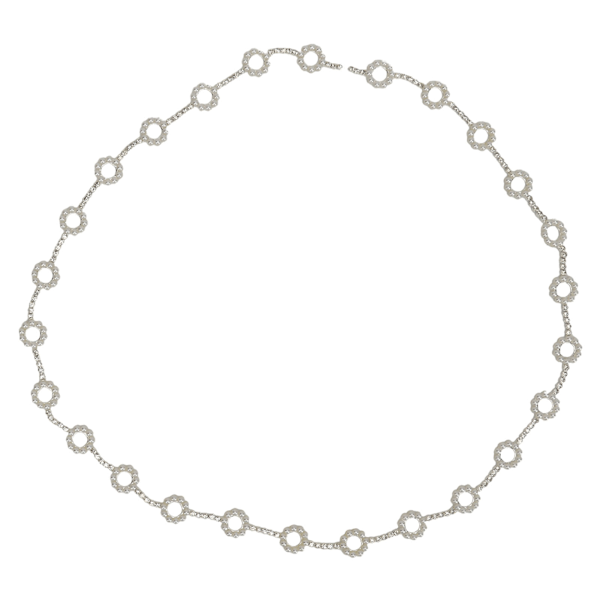 Kristall Rhinestone Kedja Mode Glänsande Handgjord Simulering Pärla Cirkel Rhinestone Kedja för DIY Kläder Bröllopsklänning Sömnad Smycken 1 Yard
