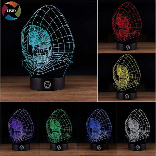3D Optisk Illusions Natlampe - 7 LED Farveskiftende Lampe