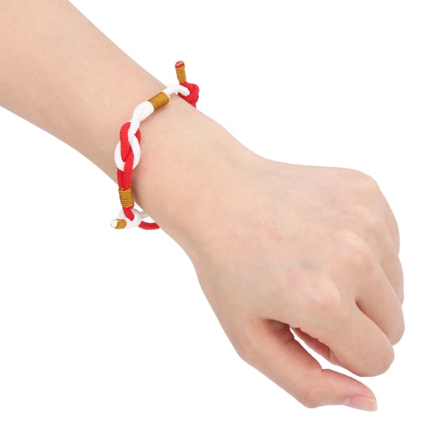 Pararmbånd håndvevd, justerbar bifarget, delikat streng flettet armbåndtau for parelskere Red