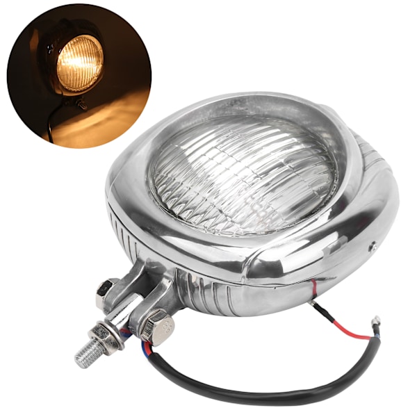 4-i-1 12V Motorcykel Retro Forlygte Aluminium Legering 60W med Transparent Linse M10 Bolte Universal