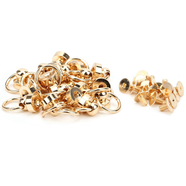 20 Set Stud Rivets 9mm Mässing O-Ring Huvud Knapp Rivet Stud för Läderhantverk (Gyllene)