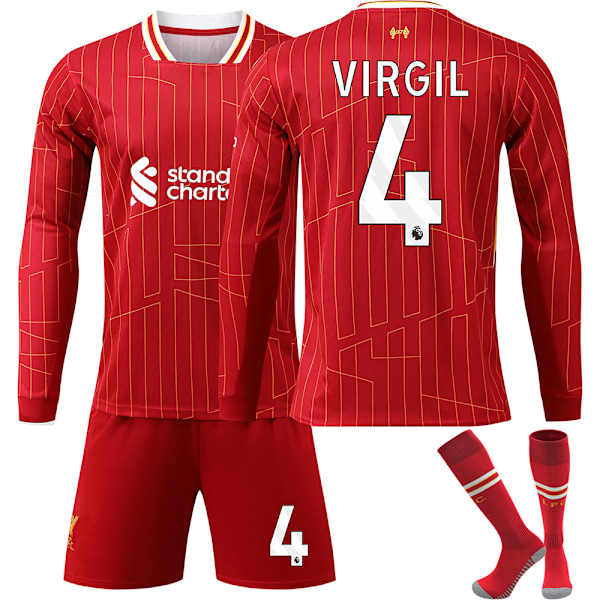 24/25 Jalkapallosetti lapsille, verryttelypuku pojille, Liverpool NO.4 jalkapallojoukkueen pelipaita, pitkä verryttelypuku, paidat, shortsit ja S 2XL