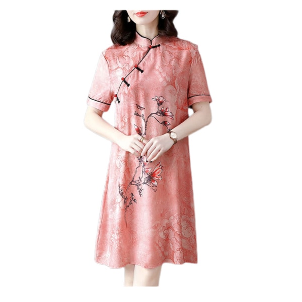 Midiklänning (rosa XL lämplig för kvinnor som väger 85-115 gram)