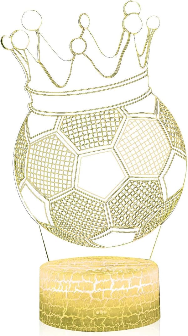 3D Illusion Krone Fodbold Natlampe, 16 Farveskift, Touch