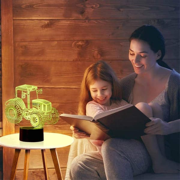 Traktor 3D Illusion Natlampe, 16 Farveskift Dæmpbar