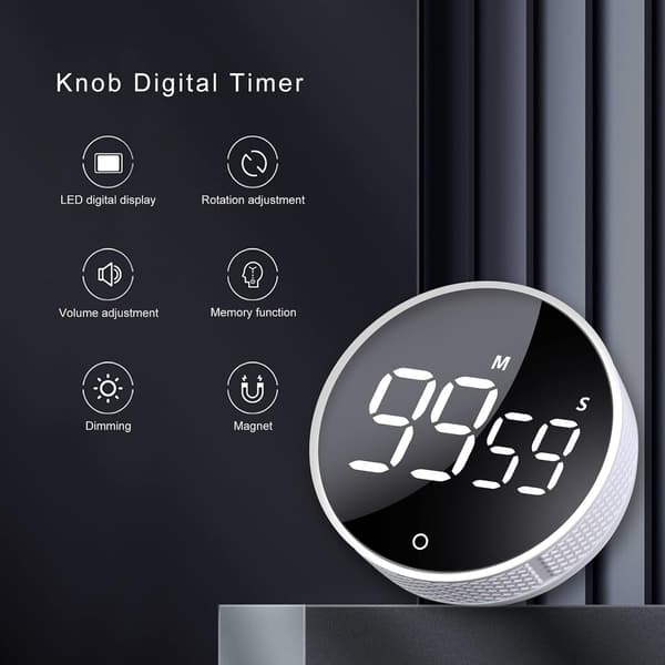 Digitale køkkentimere, visuelle timere stort LED-display gray