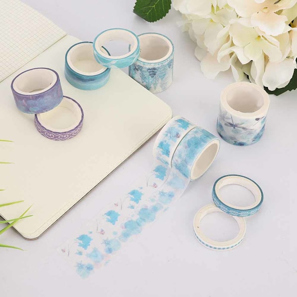 10 stk Washi Material Tape Dekorasjon Kawaii Sticky Stylish Tape (Vind Rundt Fjell)