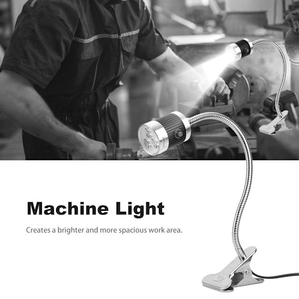 LED-maskinarbeidslys Svanehalsklips/Fast baseklemmebryterlampe (#03)