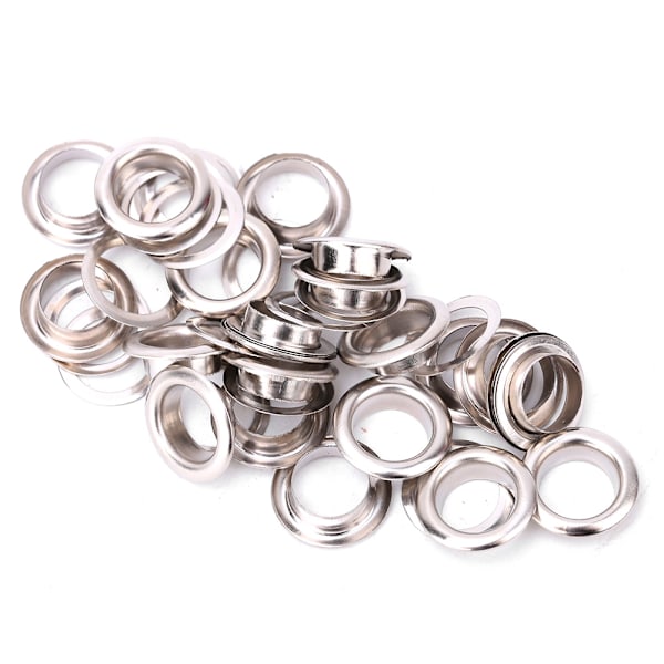 100 stk messing klær DIY verktøy strikking tilbehør anti-rust skinn håndverk øyehull (sølv 4mm)