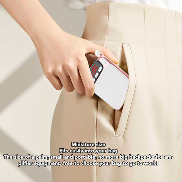 Röstförstärkare Bärbar Uppladdningsbar Bluetooth Röstförstärkare med Trådlös Mikrofon Headset för Lärare Guide Rose Gold