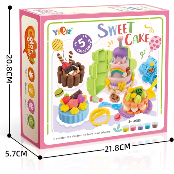 Födelsedagsfest Leksak Mat Play Doh Set för Barn 4-8 År, Söta Kakor Kökskreationer Play Doh Set för Barn 2-4 År med 5 Degsammansättningar Cake