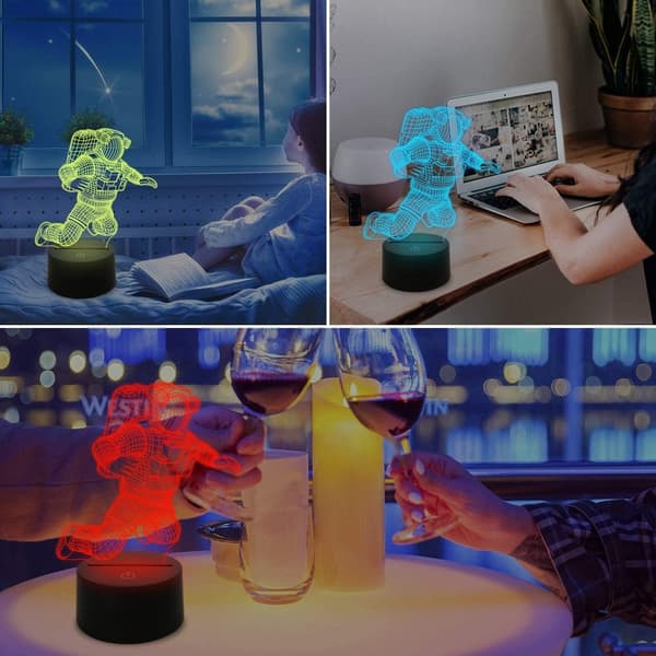 Spaceman Natlampe 3D Astronaut Illusion Lampe LED Luftfart