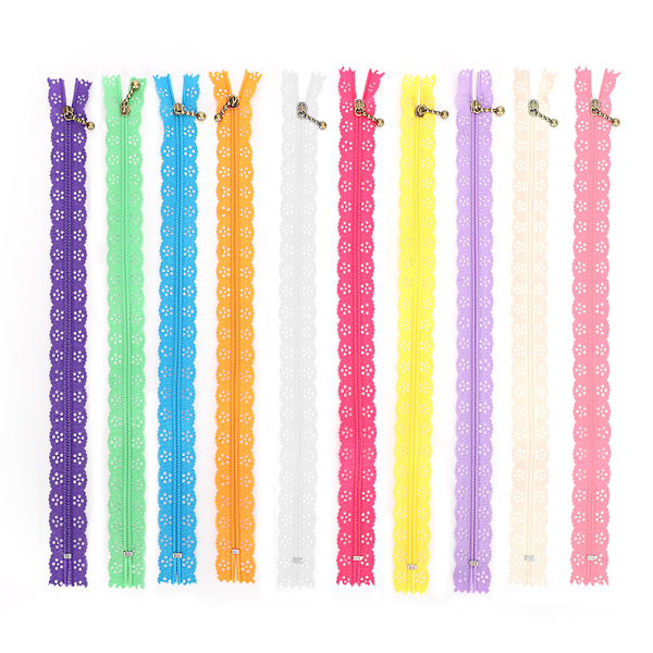10 st spetsblixtlås blandad stil knopp silke form nr 3 nylon sy klädtillbehör 30 cm