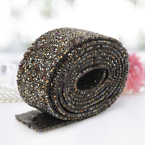 DIY rörpärlor nät omslag rulle kristall strass kedja trim band dekoration (#05)