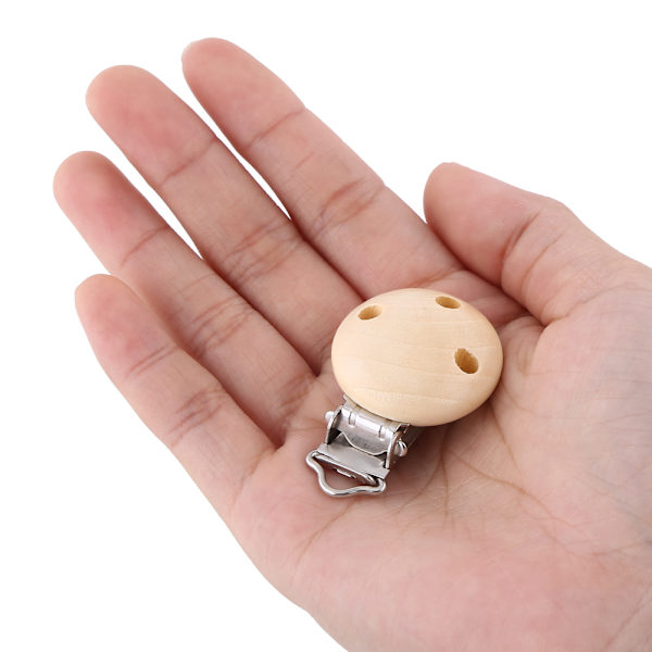 10 stk./parti Sød Rund Træ Naturlig Baby Sutteklips Charm Spædbarn Nippel Låse 3 Huller