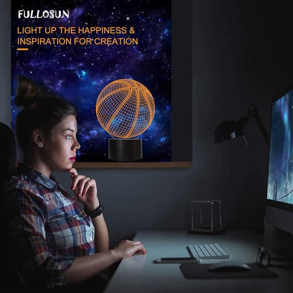 Basketball 3D Nattlys Bursdagsgave Lampe, Lysende Basket