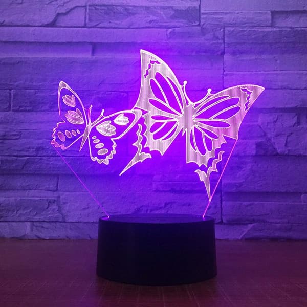 3D Sommerfugl Natlampe Bord Skrivebord Optisk Illusion Lamper 7