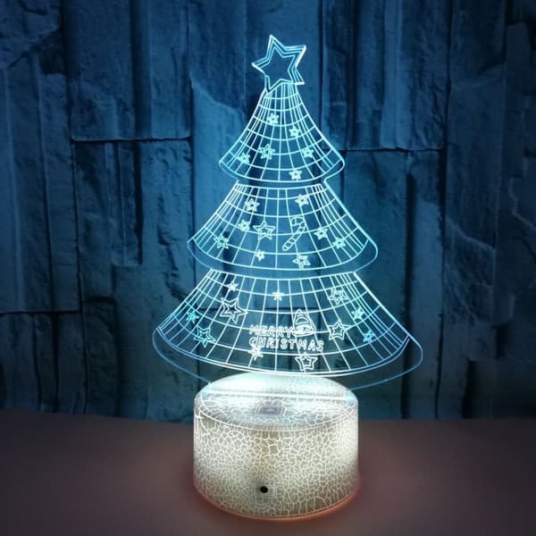 Juletre 3D Nattlys, 7 Farger Endring med Fjernkontroll