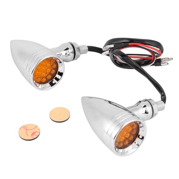 2 stk. Aluminium Legering Motorcykel LED Blinklys Kugle Blinklys Universal (Sølv)