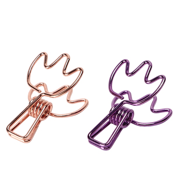 100 stk. Binder Clips Rose Gold Lilla Krone Form Stærk Klemmekraft Papirklemmer Hule Binder Clips til Billetter