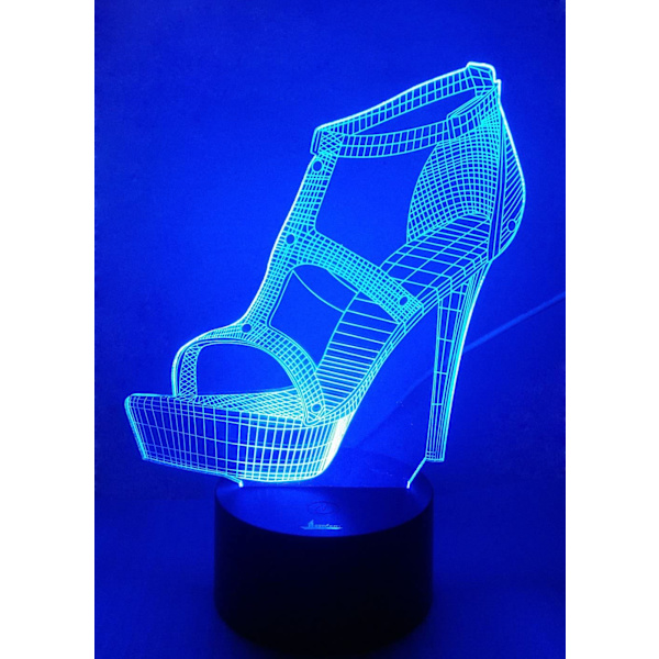 Högklackad 3D nattlampa LED-illusion, Loveboat 7 färger