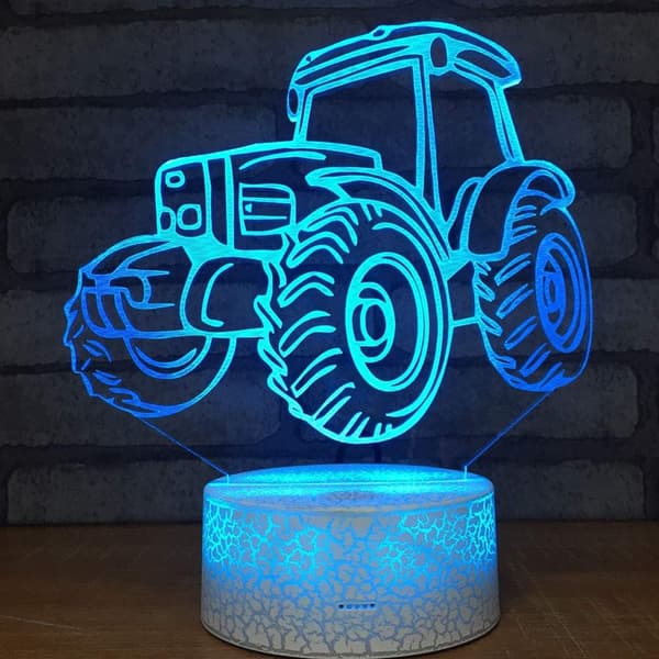 3D Kreative Gaver Traktor LED Lampe Abstrakt Optisk Illusjon