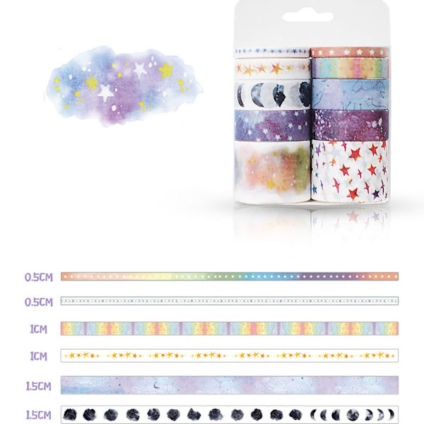 10 kpl Ihastuttava ja suloinen Washi-teippisarja opiskelijoille ja DIY-albumiin (tähdet)