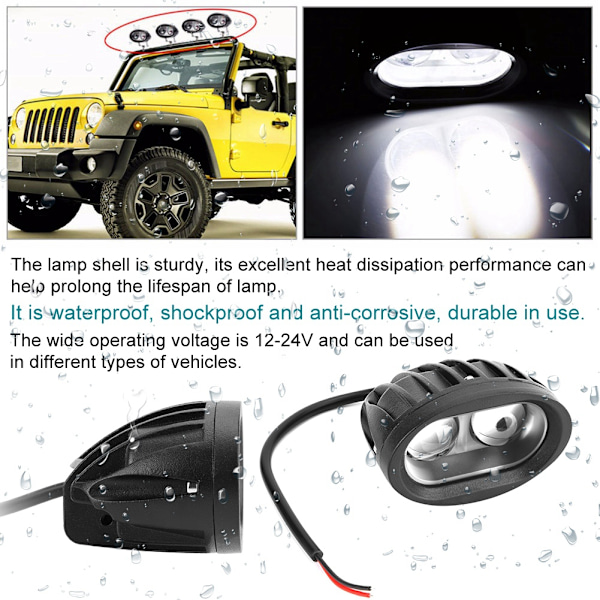 20W LED Arbeidslysstang Ovalt Spotlight Auto Kjørelys Bil Lastebil Modifisering