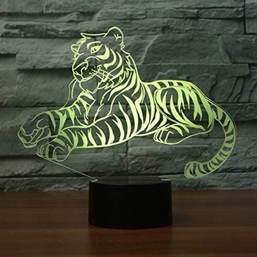3D Tiger Løve Natlampe Illusion 7 Farveskiftende Tou