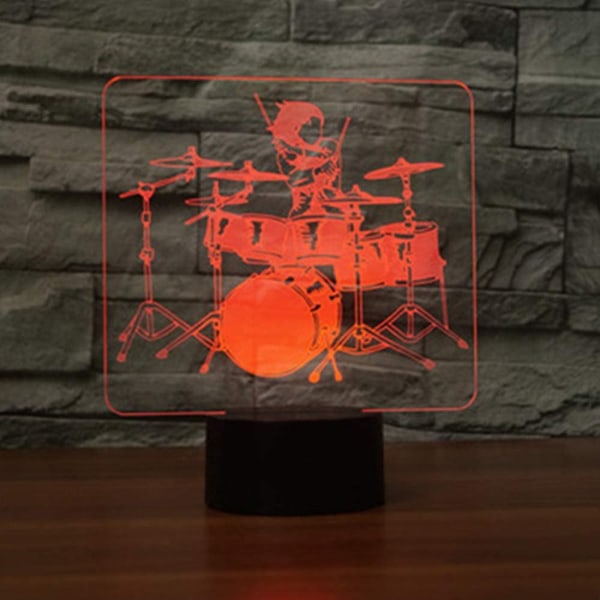Slå en trumma Heminredning Kreativ 3D Illusion Lamp LED Ni