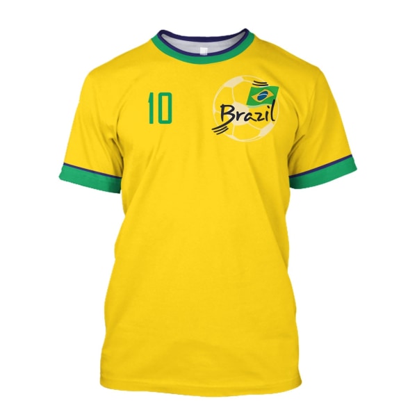 Brasilien Jersey Herr T-shirt O-hals Överdimensionerad Kortärmad Herrkläder 3D Tryck Brasiliansk Flagga Val Fotbollslagströja,Q00106T,4XL