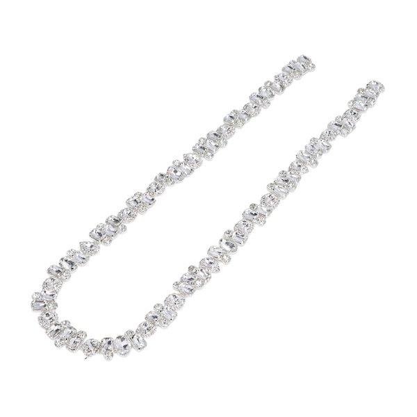Rhinestone Trim 1 Yard Ljus Färg Fadeless Slitstark Tjock Blickfångande Bred Applikation Rhinestone Vit